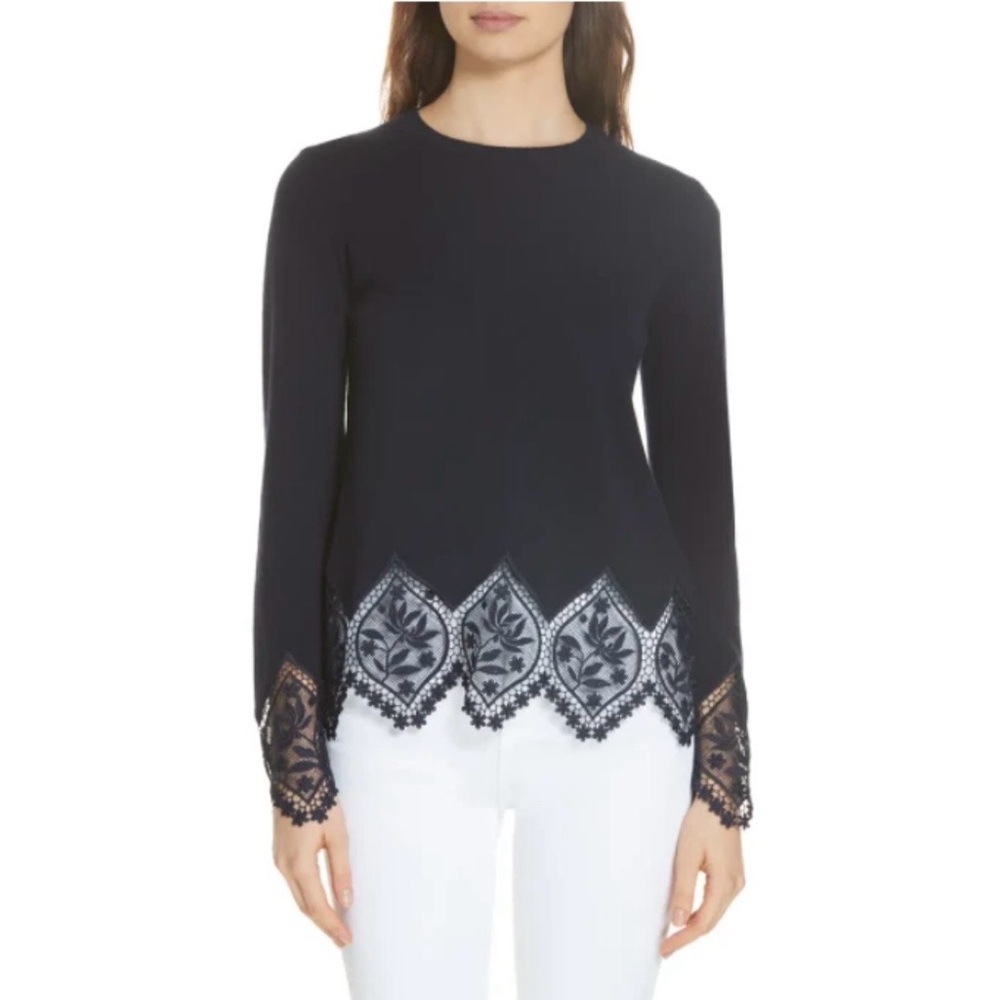 Ted Baker Navy Aylex Sweater with Intricate Lace